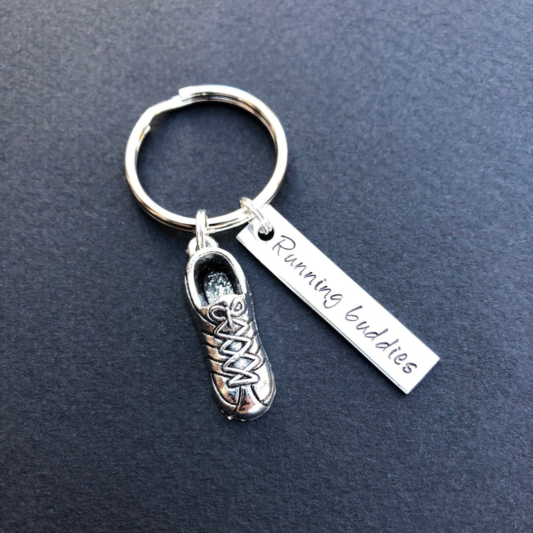 Hand Stamped Keychain, Running Buddy Keychain, Runners Keychain, Gift