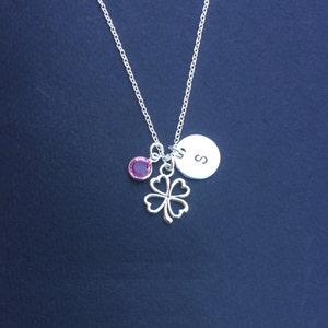 Collana trifoglio, quadrifoglio, portafortuna, 4 foglie, collana iniziale, gioielli con fiori di trifoglio, regalo fortunato irlandese, regalo di compleanno trifoglio