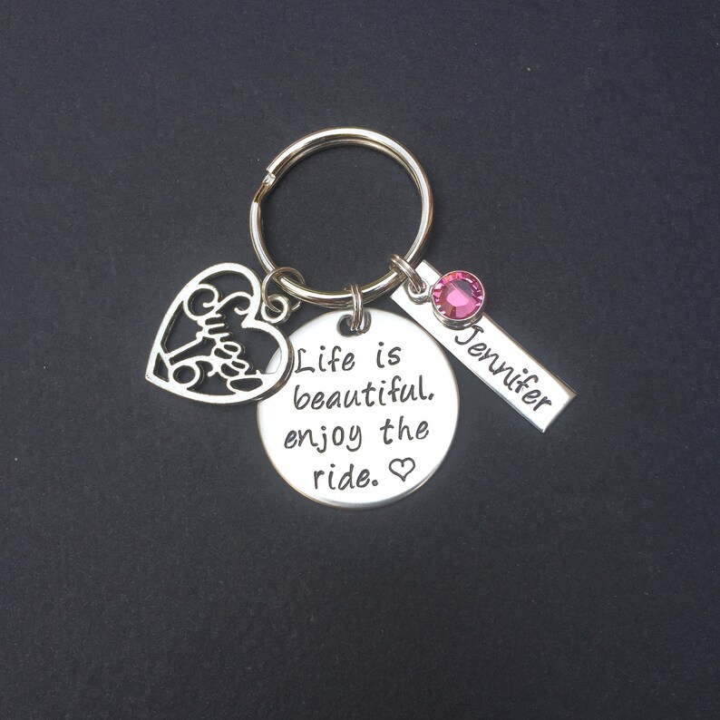 Gepersonaliseerde sleutelhanger voor je 16e verjaardag - Sleutelhanger voor je 16e verjaardag - Cadeau voor je 16e verjaardag - Het leven is mooi, geniet van de rit afbeelding 5