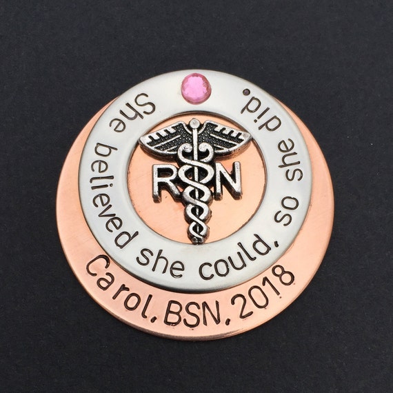 Personalized Nursing pin / RN pin / Nursing Student / Nursing Pinning Ceremony / She believed she could so she did / Graduation  gift