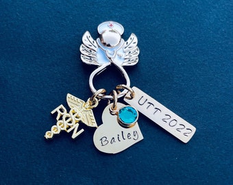 Personalized Nursing pin / RN BSN LPN Lvn/ Nurse pin / Nursing Student / Nursing Pinning Ceremony / Nurse Angel Gift/ Graduation gift