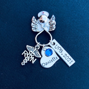 Personalized Nursing pin / LPN BSN RN / Nurse pin / Nursing Student / Nursing Pinning Ceremony / Nurse Angel Gift/ Graduation gift Bild 1