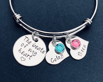 Pulsera personalizada de mamá - Los latidos de mi corazón - Regalo de mamá - Día de la Madre - Nueva mamá - Regalo personalizado de mamá - Latidos del corazón - Regalo de la madrina