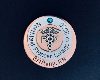 Personalized Nursing pin-RN pin-Nursing Student-Nursing Pinning Ceremony-Registered Nurse-Graduation  gift-Personalized Nursing Jewelry