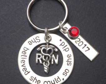 RN Keychain – Personalized Nurse Graduation Gift, Motivational Charm