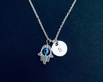 Collar hamsa evil eye - Hamsa Evil Eye Charm - Kabbalah Jewish Gift - Luck Gift - Protective Gift - Funda de ojos malvada hamsa personalizada