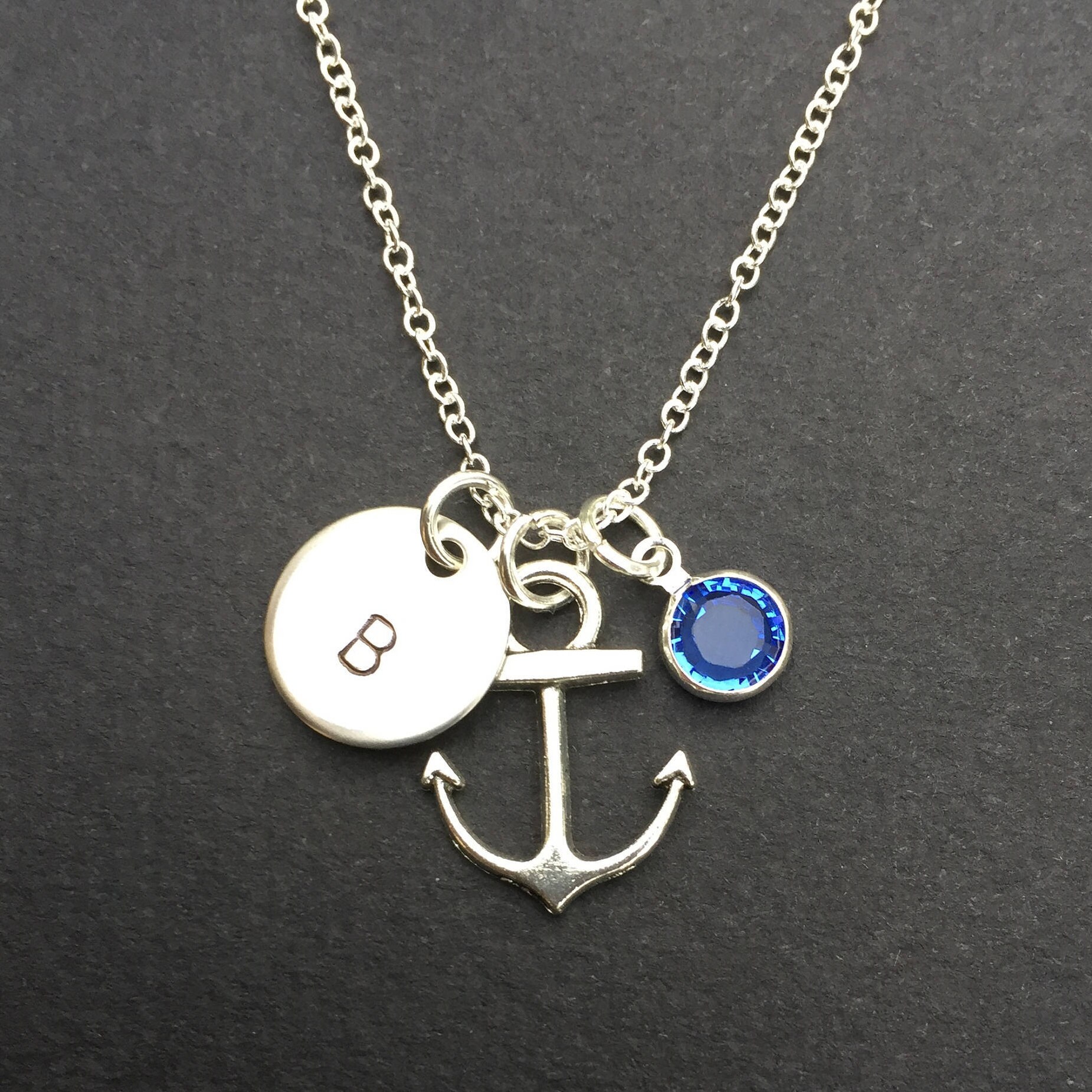 Anchor Necklace Personalized Necklace Anchor Charm Etsy