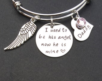 Ik was ooit zijn engel, nu is hij de mijne. Armband - Herdenkingssieraad - Beschermengel - Verlies van papa - Rouwgeschenk - Aandenken