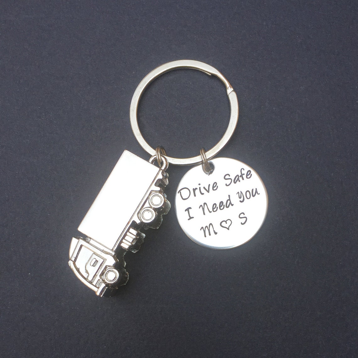 Drive Safe Keychain Custom Stainless Steel Keychain Truck Etsy