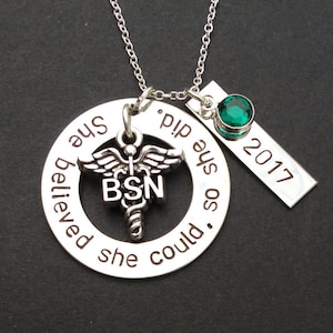 Motivational Necklace - She Believed She Could So She Did - Affirmation Necklace - Graduation gift - Girl achiever - Graduation cap