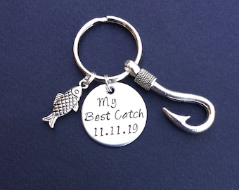 Personalized 'My Best Catch' Keychain – Anniversary Fishing Gift