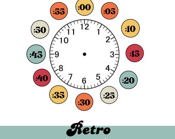 Clock Numbers, Retro Clock Number, Clock Display, Instant Download