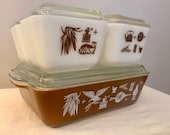 Pyrex Early American Refrigerator Dishes - Complete Set with Lids