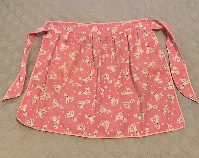 Vintage Pink Cotton Half Apron / White Standard Poodles Etsy