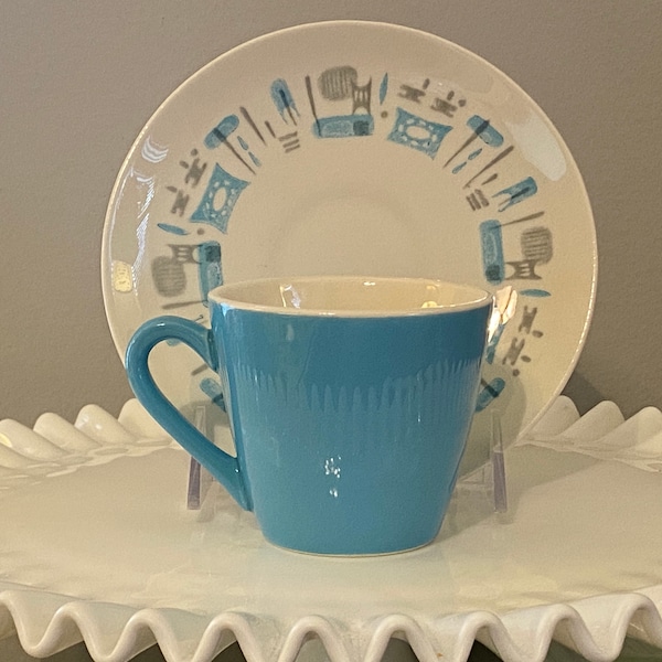 Blue Cup and Saucer Etsy