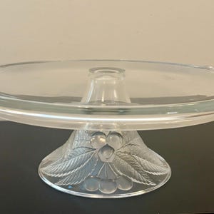 Vintage Mikasa Bountiful Clear Pressed Glass Cherries Footed/Pedestal Cake Plate 11&quot;