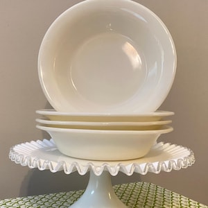 1 - Vintage White Corning Military 10&quot; Serving Bowl - Glassblower Symbol