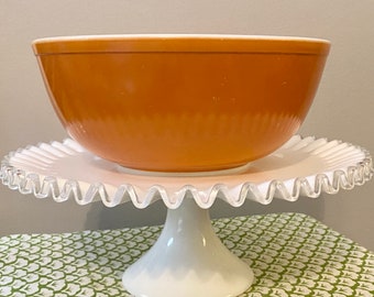 Vintage Pyrex Dark Orange 4 Quart Daisy Mixing Bowl #404, Citrus Daisy