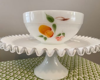 Vintage Fire King Gay Fad Fruit 1 Quart Mixing Bowl   7 1/2"