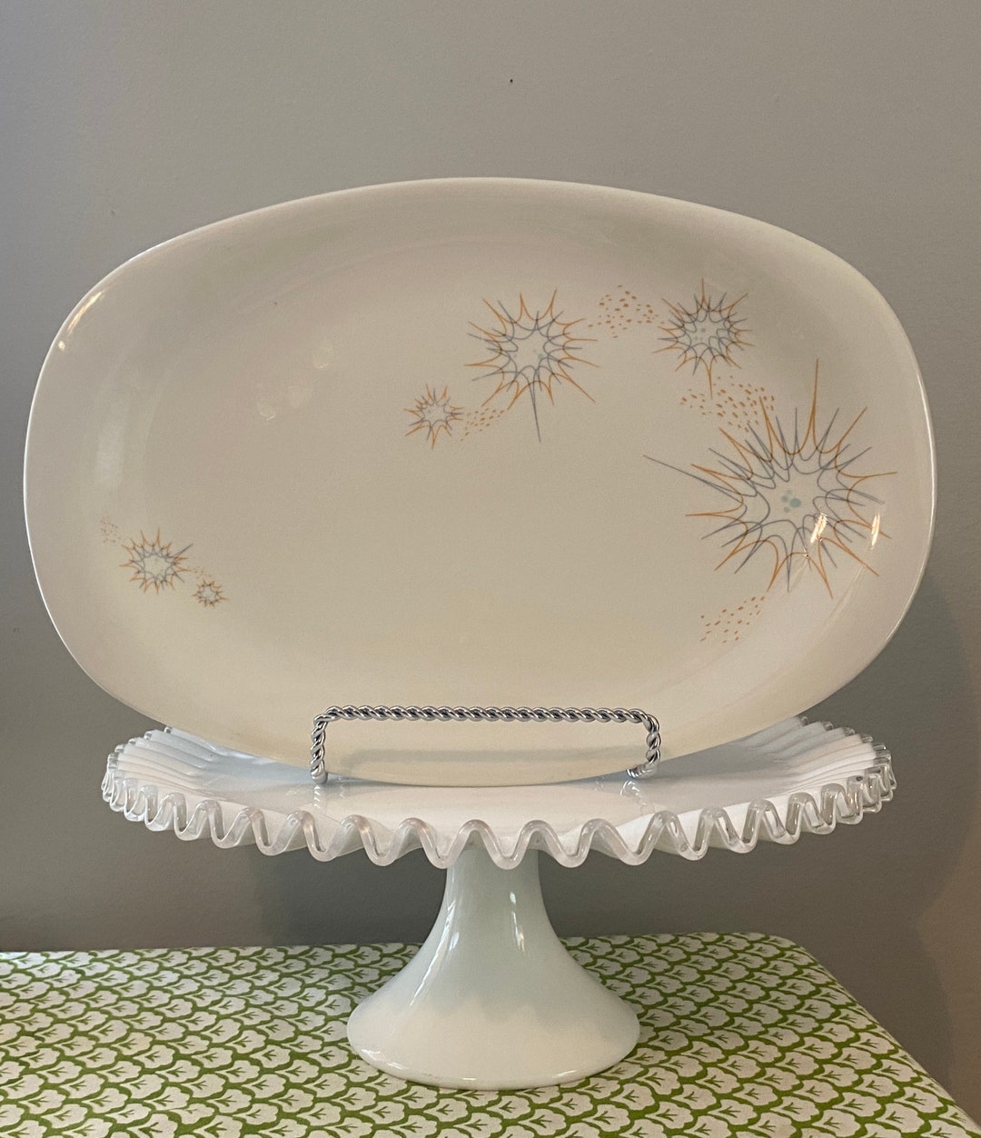 Plat de service plat 28 cm evora gris bleu