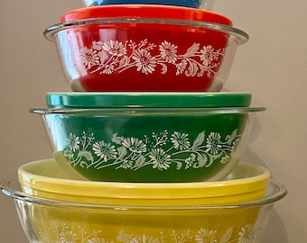 Vintage Pyrex 326 4L Colonial Mist Mixing Bowl Clear White