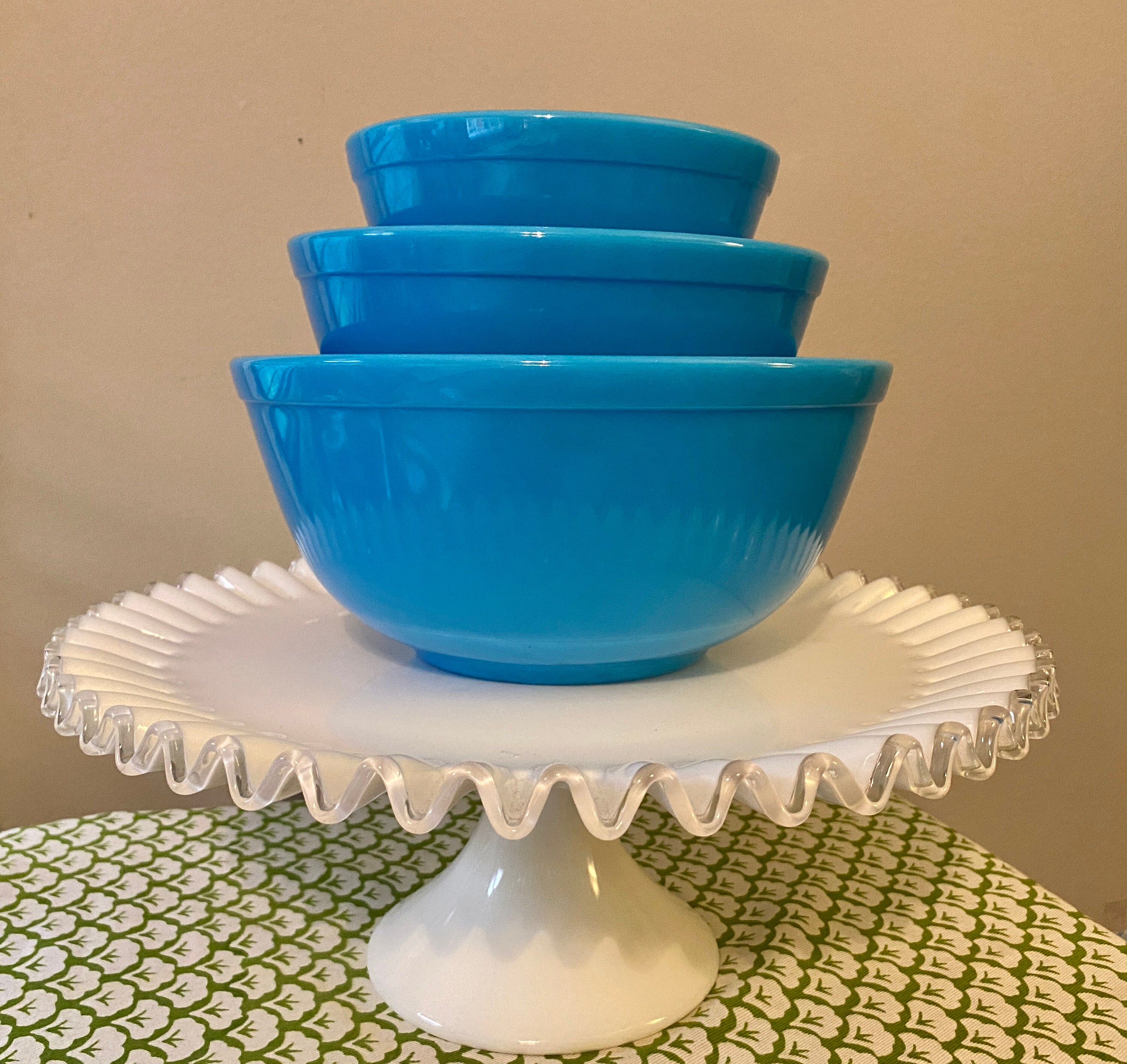 Mosser Blue Glass Mixing/serving Bowls Blue Etsy