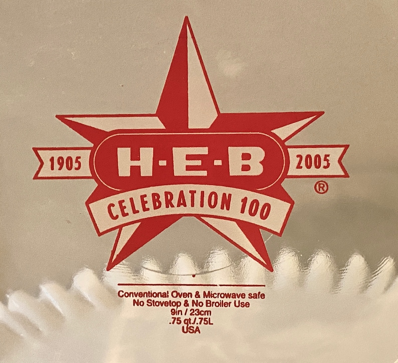 HEB Grocery Store / Supermarket 100 Anniversary Pie Plate / Etsy