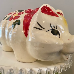 Large Vintage Ceramic Painted Pig Bank / USA / McCoy?