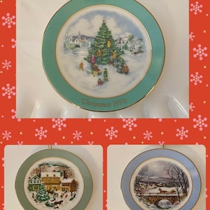 Set of 3 Vintage Avon Miniature Hanging Plate Ornaments 1978, 1979 & 1980