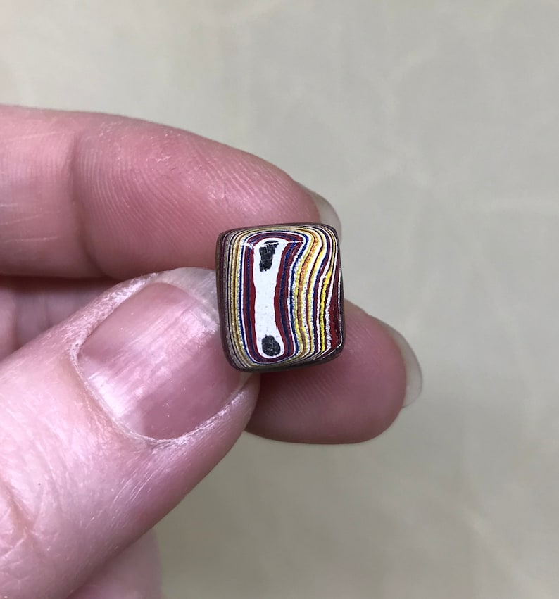 Men/'s Birthday Corvette Fordite Tie Tack Sterling Silver Fordite Lapel Pin Square Colorful Fordite Cabochon Father/'s Day Gifts for Dad