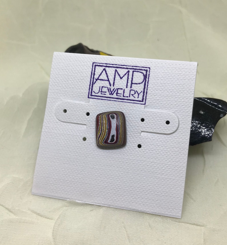 Men/'s Birthday Corvette Fordite Tie Tack Sterling Silver Fordite Lapel Pin Square Colorful Fordite Cabochon Father/'s Day Gifts for Dad