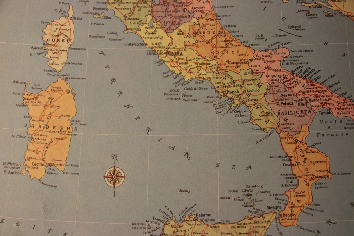 Tyrreense zeeën kaart digitale Download - Etsy België