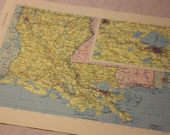 Vintage Map Print Louisiana