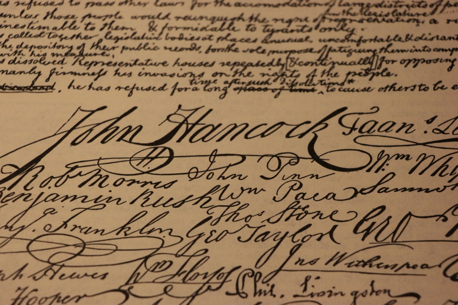 declaration of independence signatures button