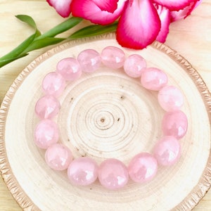 Love Stone/Rose Quartz Tumbled Gemstone Bracelet/ 10-12mm Stones/Rose Quartz/Stretch Bracelet/Gift/Healing Crystal Bracelet/Handmade Jewelry