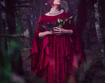 Crushed Velvet Medieval Dress with Hood - MAKE TO ORDER