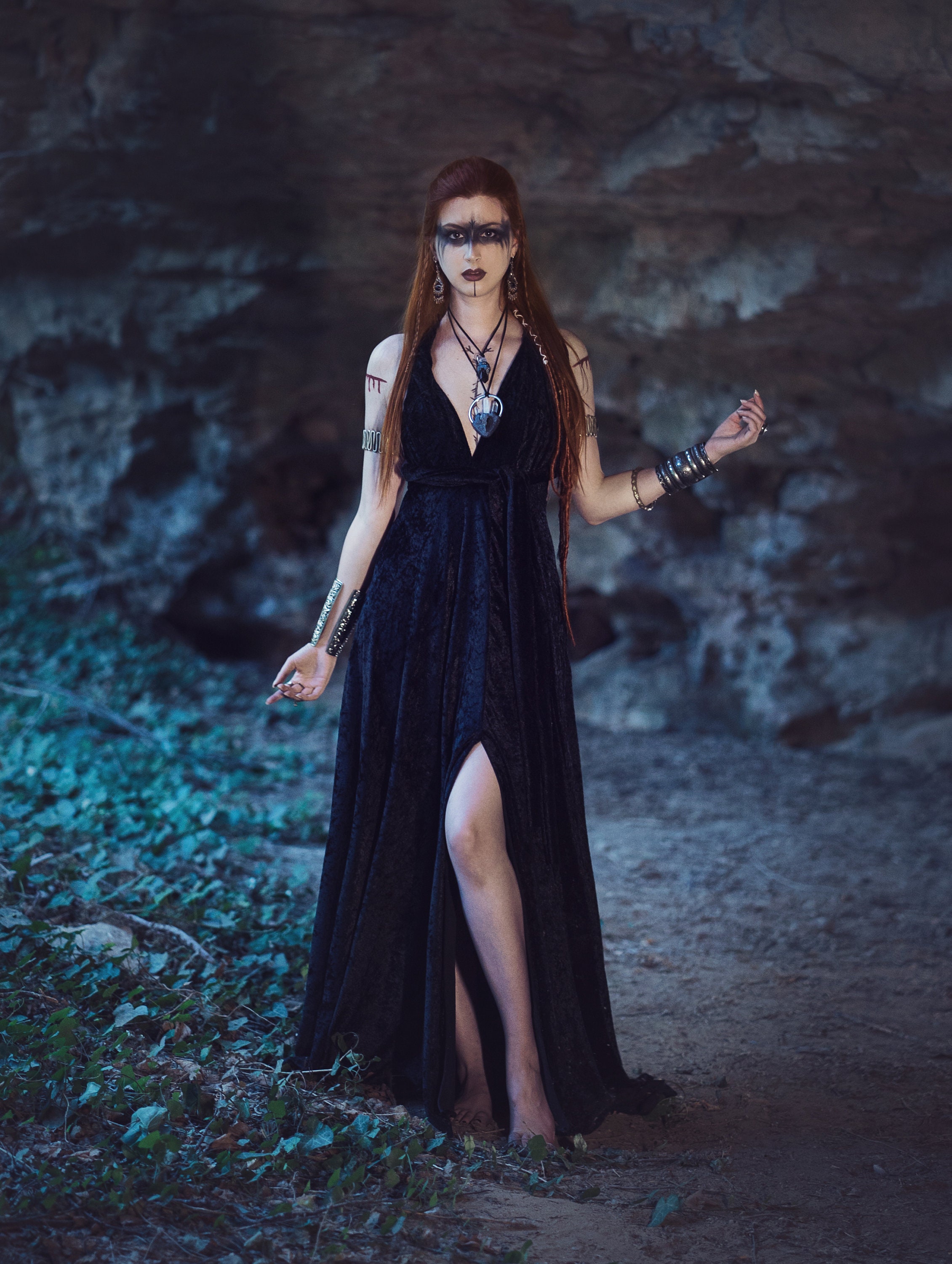 Dark Goddess Convertible Velvet Dress Long Multiway Dress MAKE TO ORDER ...