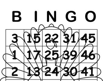 Coloring Page Thanksgiving Themed Bingo Cards- Set of 30 Cards