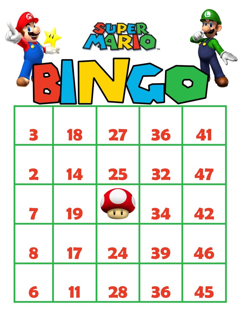 Super Mario/ Printable Cards/Bingo | Etsy