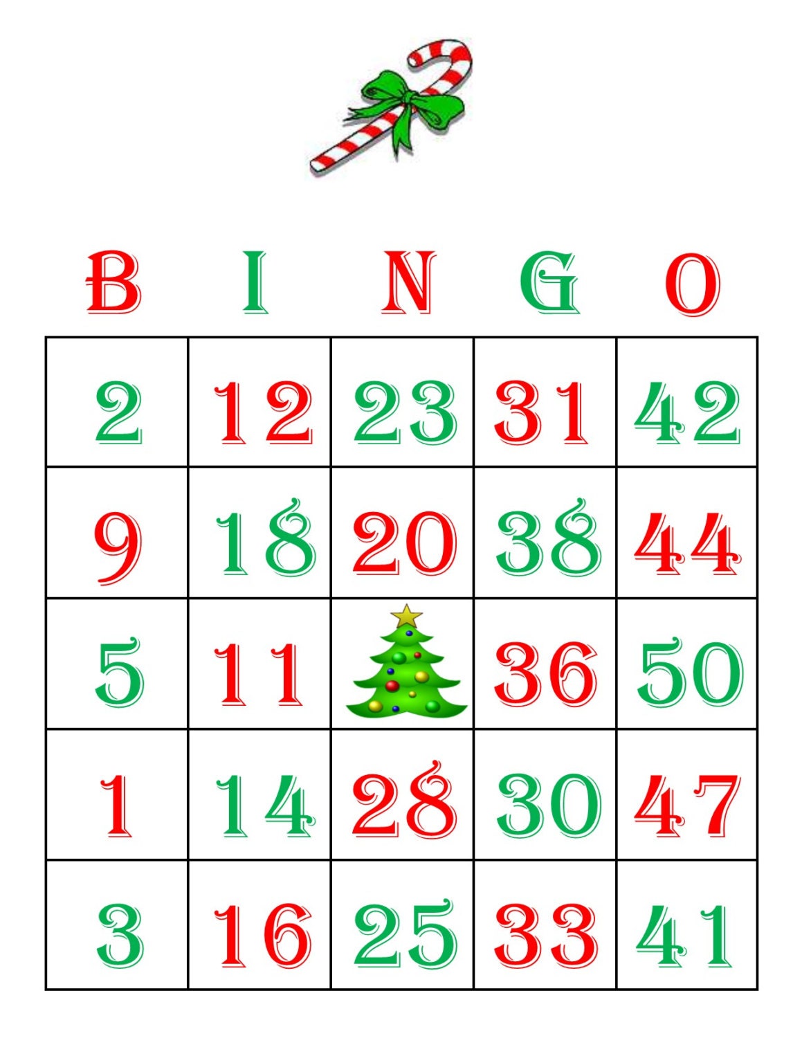 Christmas Tree/Printable cards/Bingo Etsy