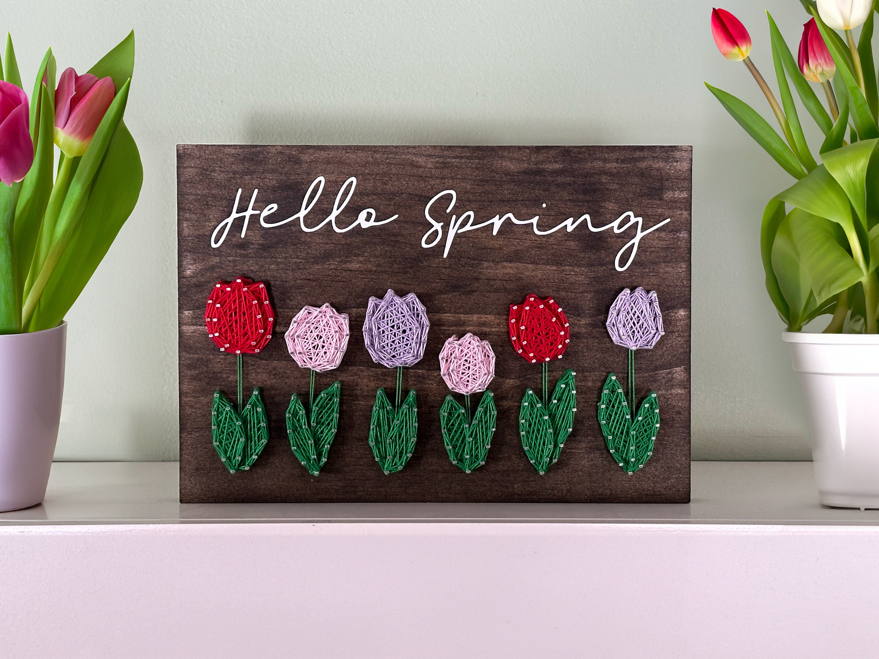 Hello Spring String Art – Floral Wall Decor, Handmade - Etsy