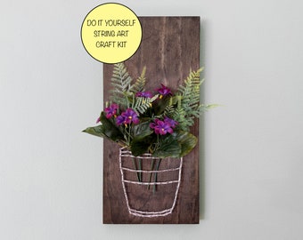 DIY Bucket Flower Vase String Art Craft Kit - Floral Decor - Seasonal Decor - Spring Flowers