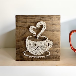 Coffee Cup String Art - Coffee Bar Decor - Hot Cocoa String Art - Home Decor
