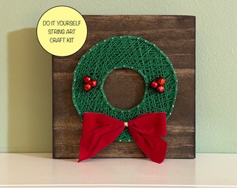 DIY Wreath String Art Craft Kit - Christmas Decor - Christmas Sign - Holiday Decor - String Art Beginner