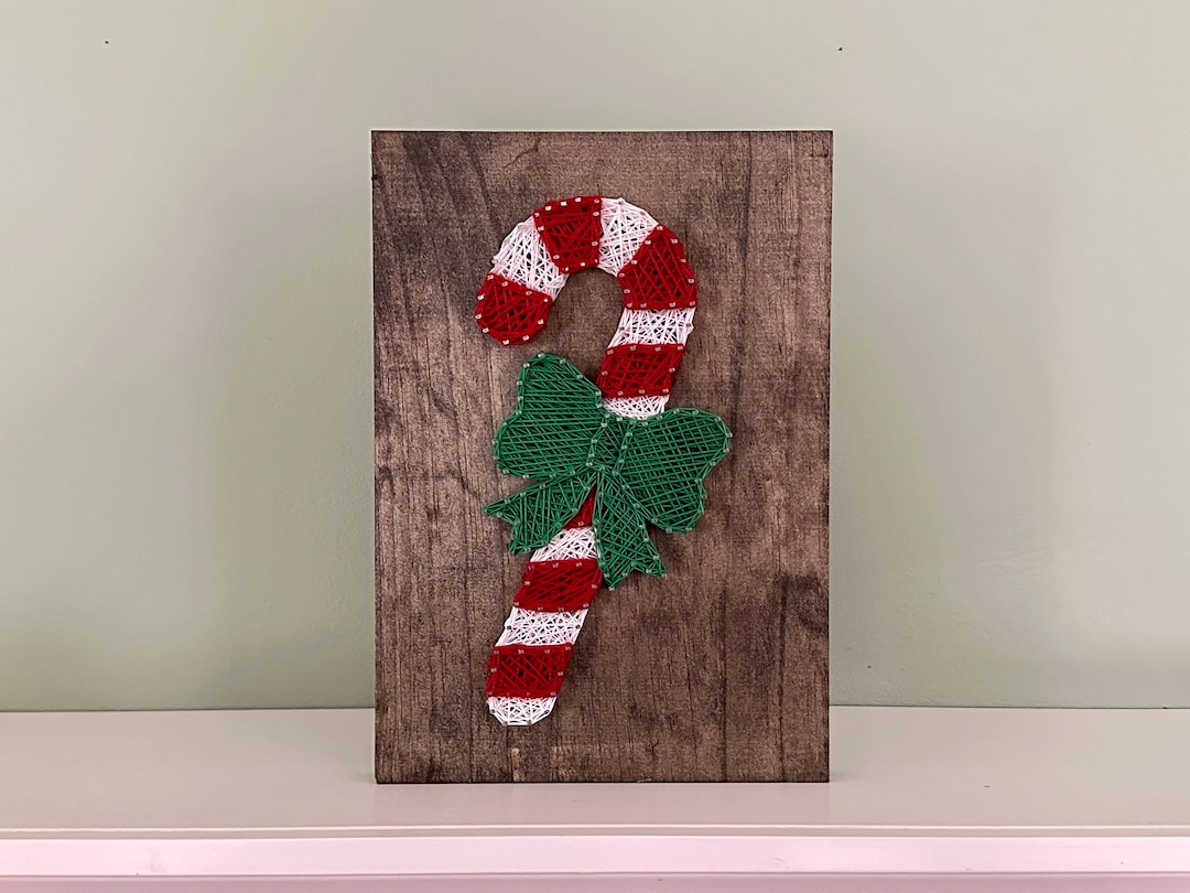 Candy Cane String Art Christmas Decor Holiday Signs Christmas Gifts Etsy