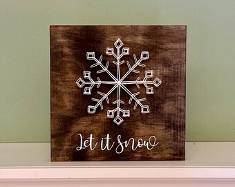 Snowflake String Art - Winter String Art - Snow Crafts - Snow Lover Gifts - Snowflake Decor