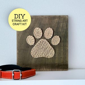 Paw Print String Art Kit, DIY Pet Craft, Dog Lover Gift, Completed Sign
