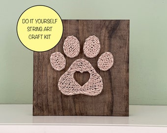 DIY Heart Paw Print String Art Craft Kit - Pet Lover - String Art Beginner