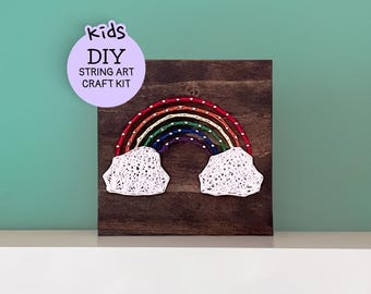 Kids Rainbow String Art Kit – DIY Craft Beginner Set