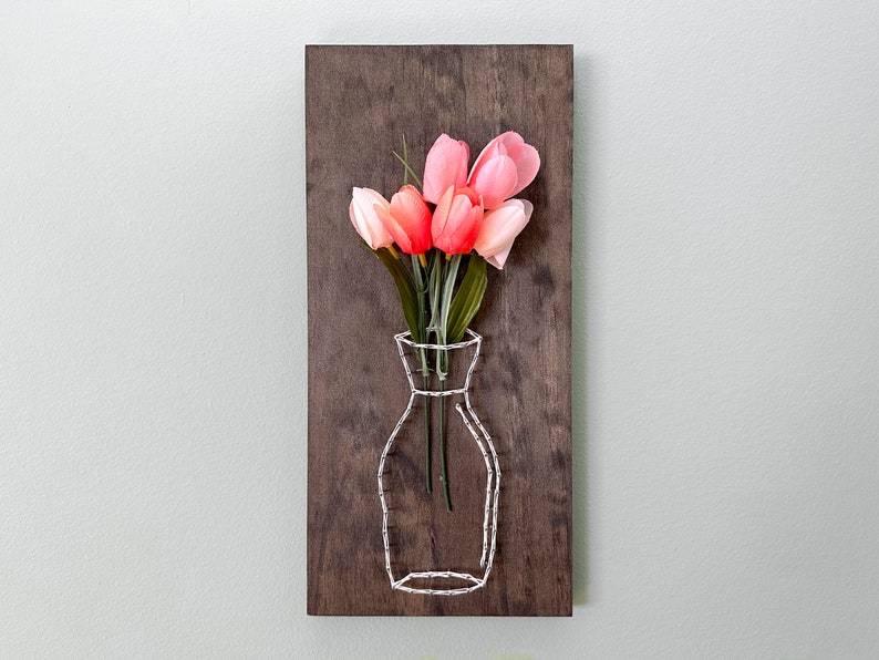 Flower Vase String Art Floral Decor Seasonal Decor Spring Flowers Etsy